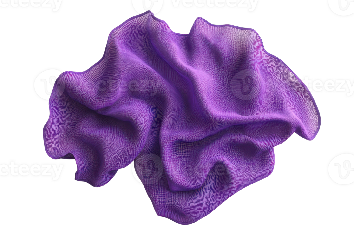 A crumpled piece of purple fabric isolated on a transparent background. showcasing texture and vibrant color, suitable for design and art projects. png