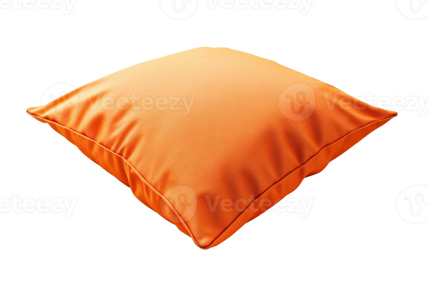 Bright orange pillow with smooth fabric texture, perfect for home decor, adding a pop of color and comfort to any living space. png