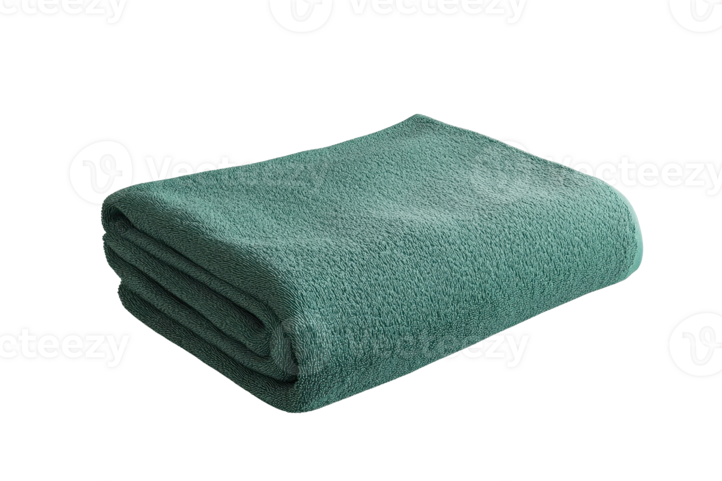 A neatly folded green fleece blanket isolated on a transparent background. ideal for home decor, cozy living, and comfort. png