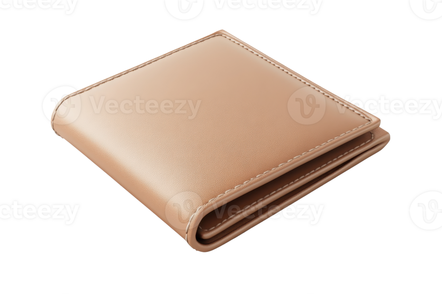 Close-up of a beige leather wallet isolated on a transparent background. Minimalist and elegant design suitable for everyday use. png
