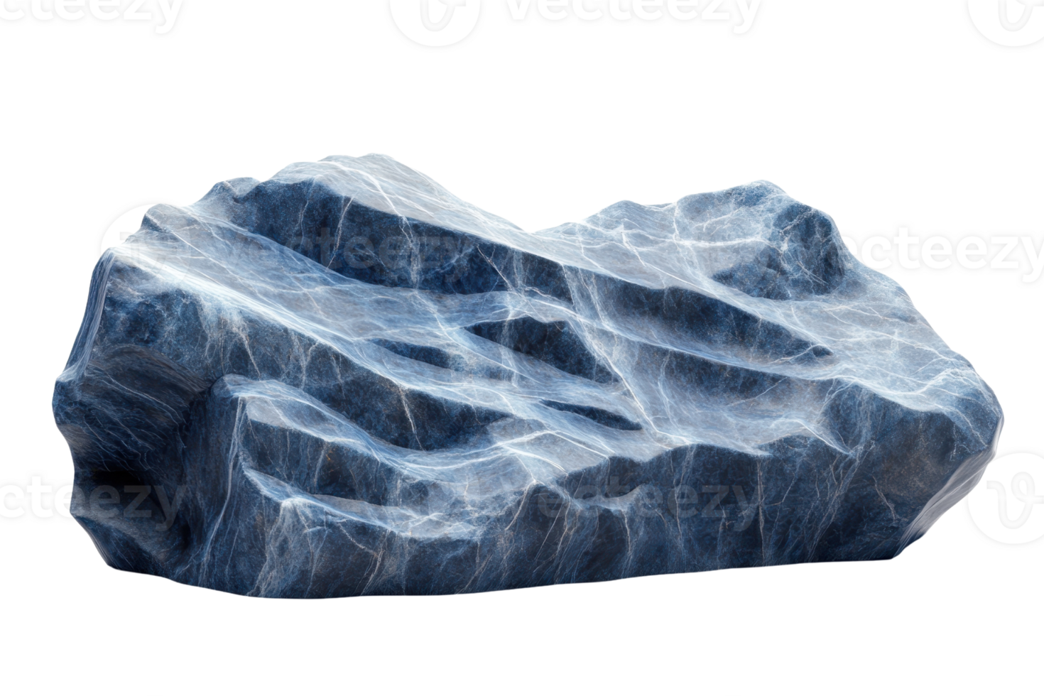 Close-up of a beautiful blue marble rock with unique veins, perfect for design projects, backgrounds, or texture references. png