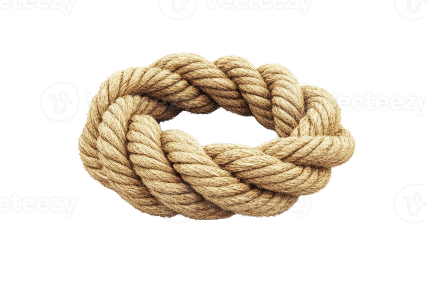Close-up of a coiled, heavy-duty rope with thick, intertwined strands. Perfect for nautical, shipping, and rugged industrial uses. png