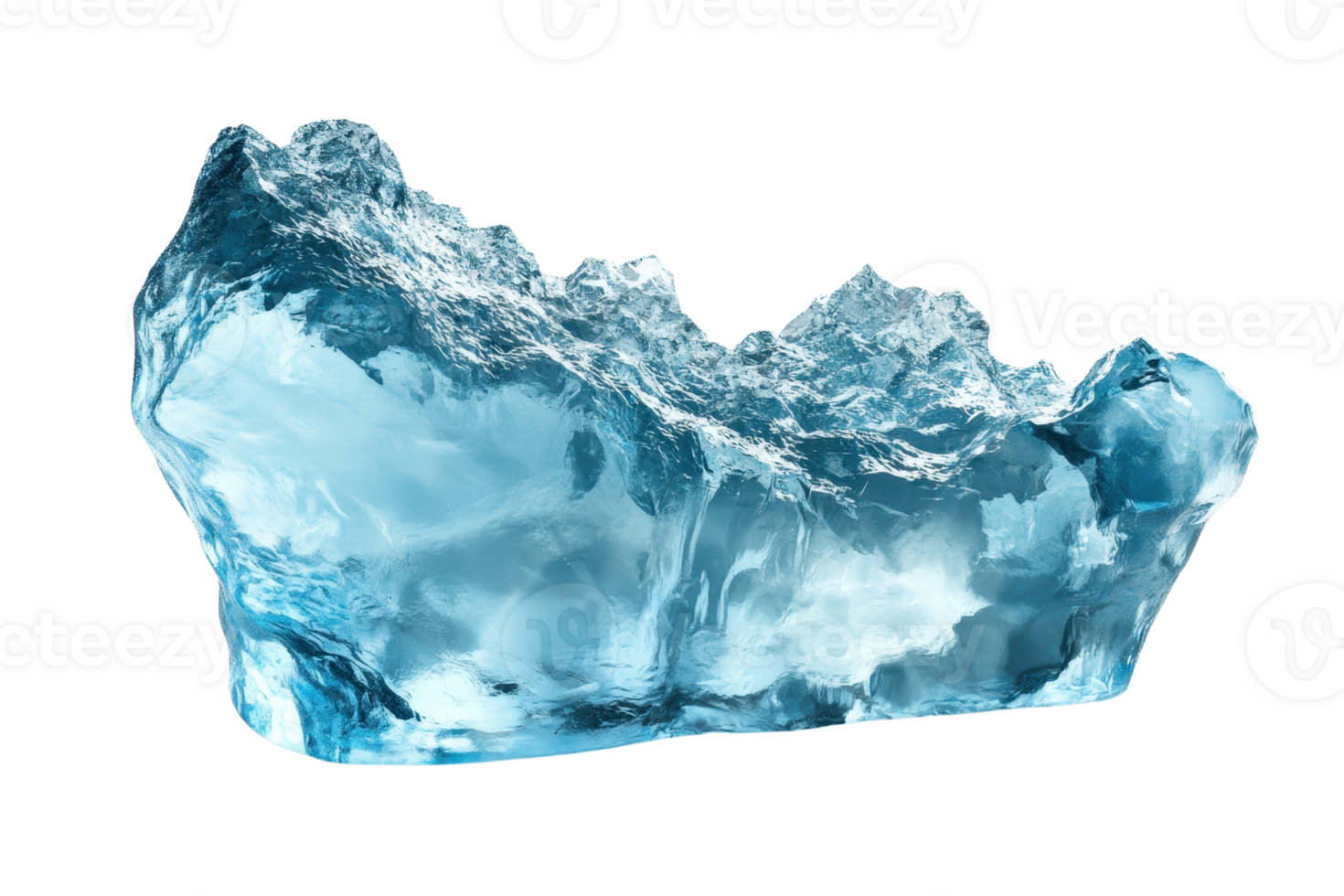 Close-up of a floating iceberg with clear blue ice, isolated on transparent background. Perfect for climate change and natural beauty concepts. png