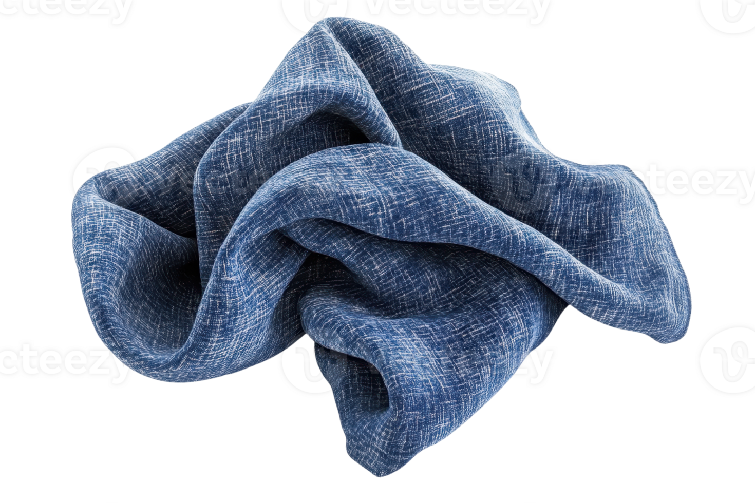 Close-up of crumpled blue denim fabric showcasing texture and pattern, perfect for fashion, textile, and background concepts. png