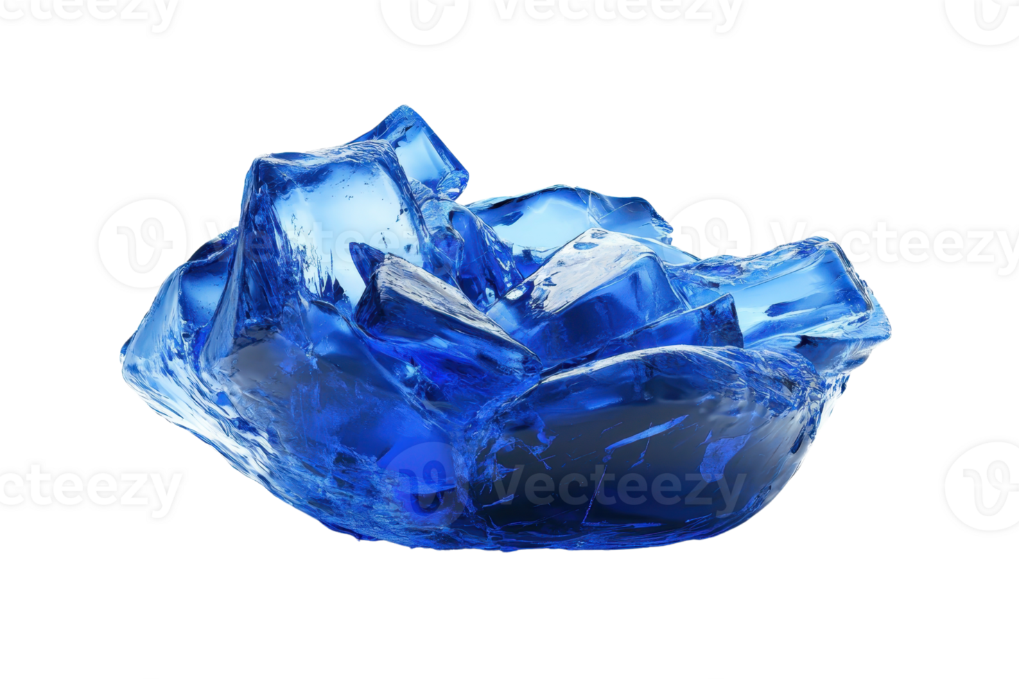 Close-up of vibrant blue crystal formation on transparent background. Perfect for use in science, geology, or abstract design projects. png