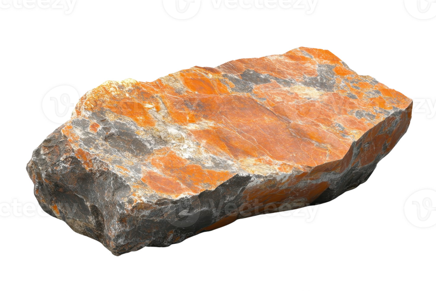 Close-up of an orange and gray rock with natural texture. Perfect for geology, natural history, and earth science projects. png