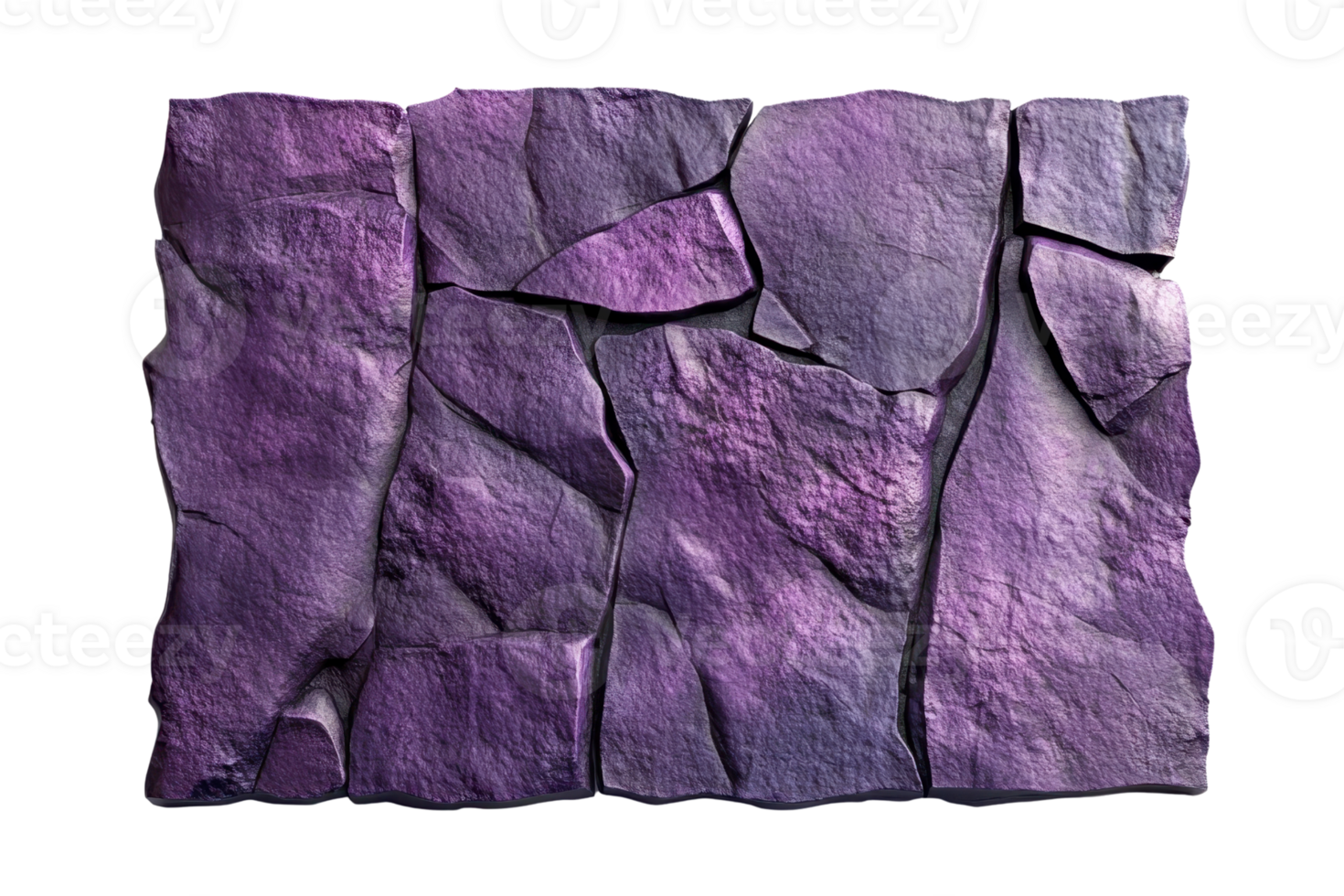 Close-up of a textured purple stone wall with irregular shapes. Perfect for backgrounds and design projects. png