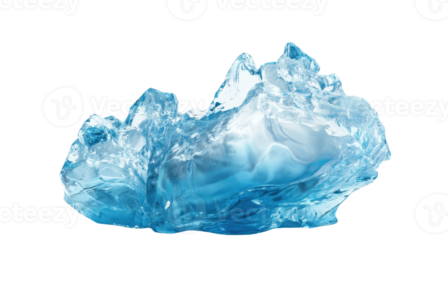 Crystal clear blue ice formation isolated on transparent background. perfect for natural and environmental-themed projects. png
