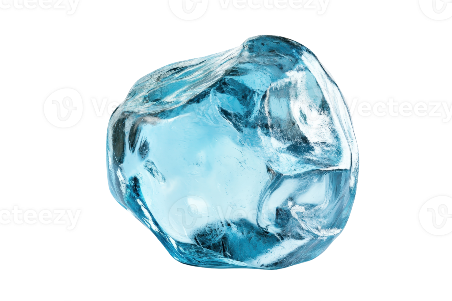 Crystal clear ice cube with reflective surfaces on transparent background. Perfect for beverage and refreshment concepts. png