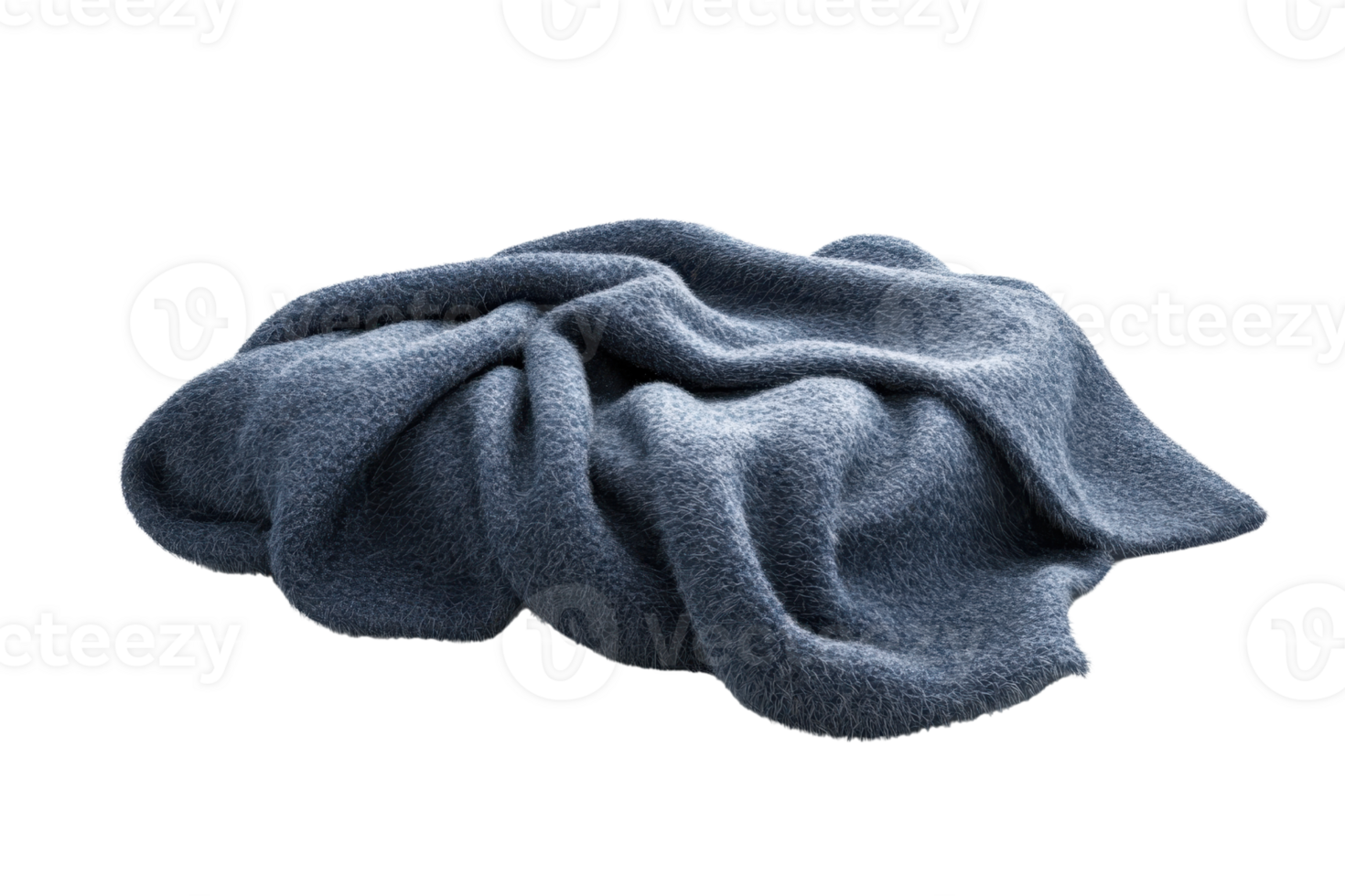 Cozy and soft blue blanket in a stylish crumpled position. Perfect for home decor, comfort, and warmth during cold seasons. png