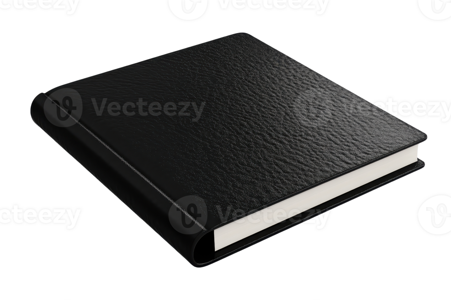 Elegant black hardcover book with blank pages. Perfect for journals, albums, sketches, and personalized projects. Isolated on transparent background. png