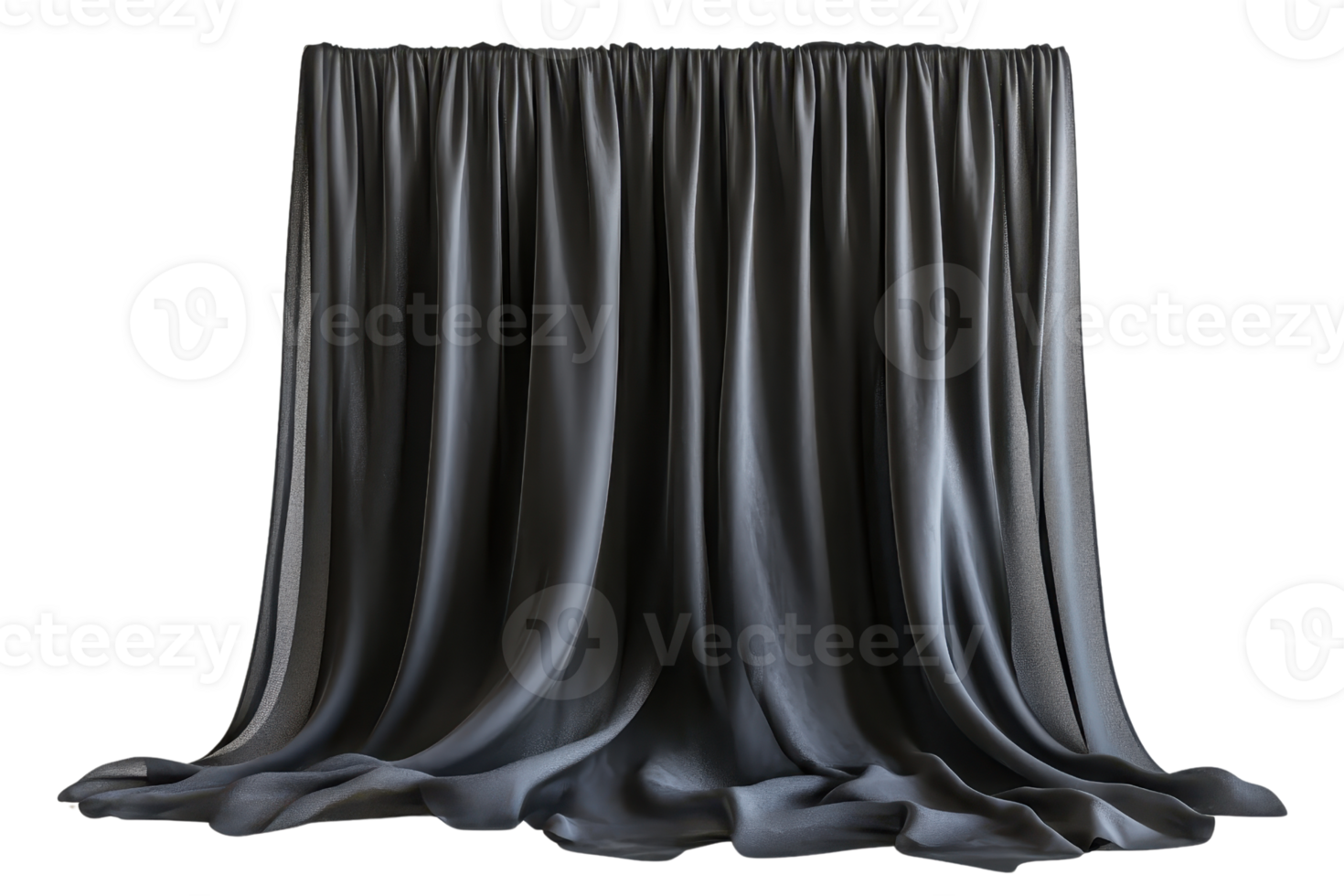 Elegant black satin curtain with silky texture, perfect for theatrical backgrounds, events, or interior decoration visuals. png
