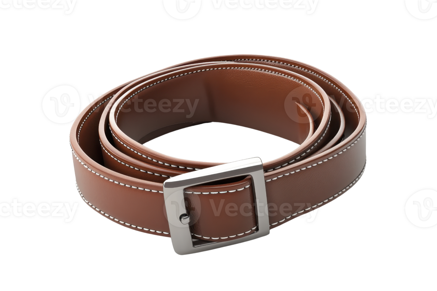 Elegant brown leather belt with metallic buckle for men or women fashion accessory. High-quality craftsmanship and versatile for any outfit. png