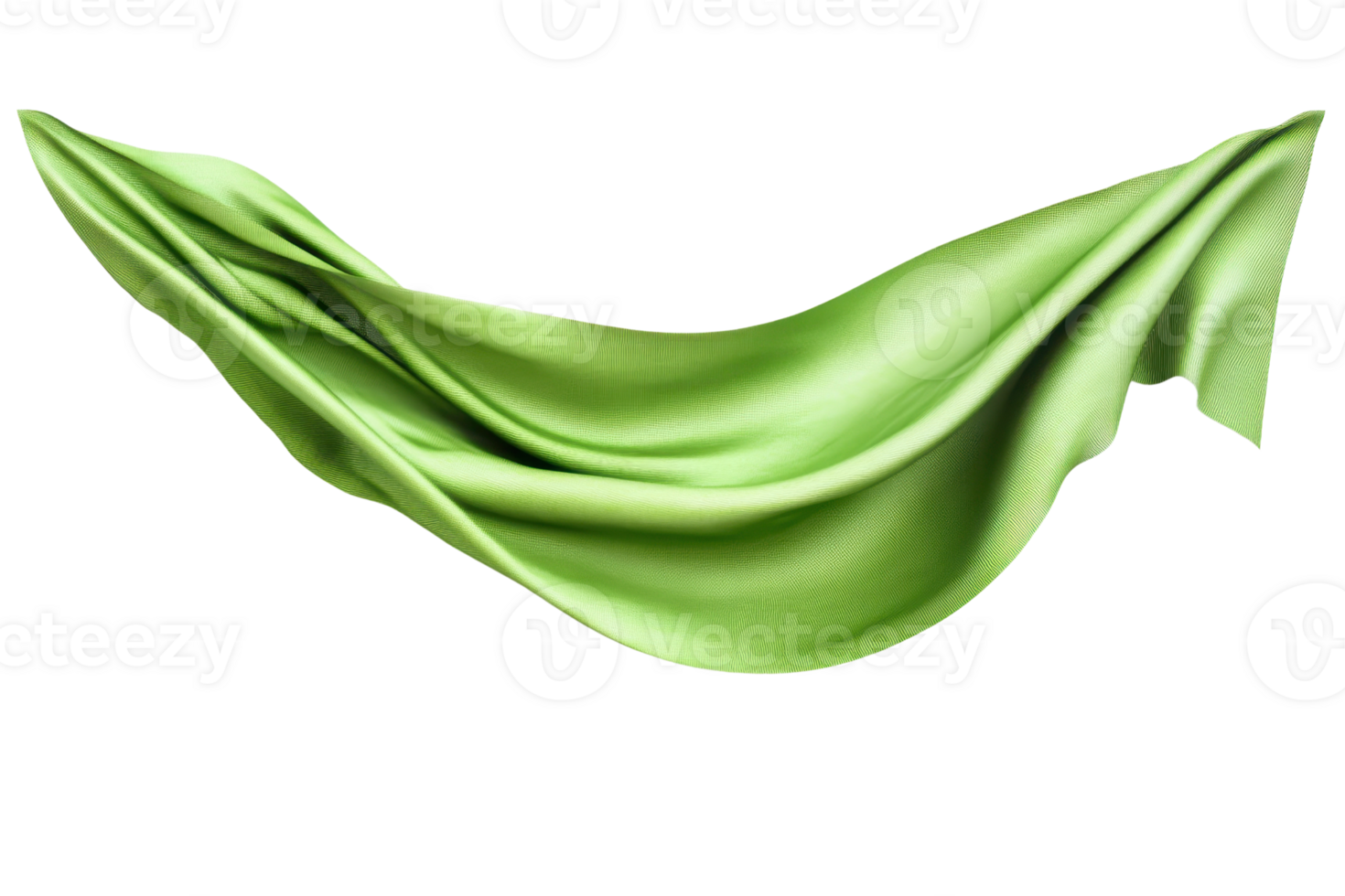 A green silk scarf is hanging in the air png