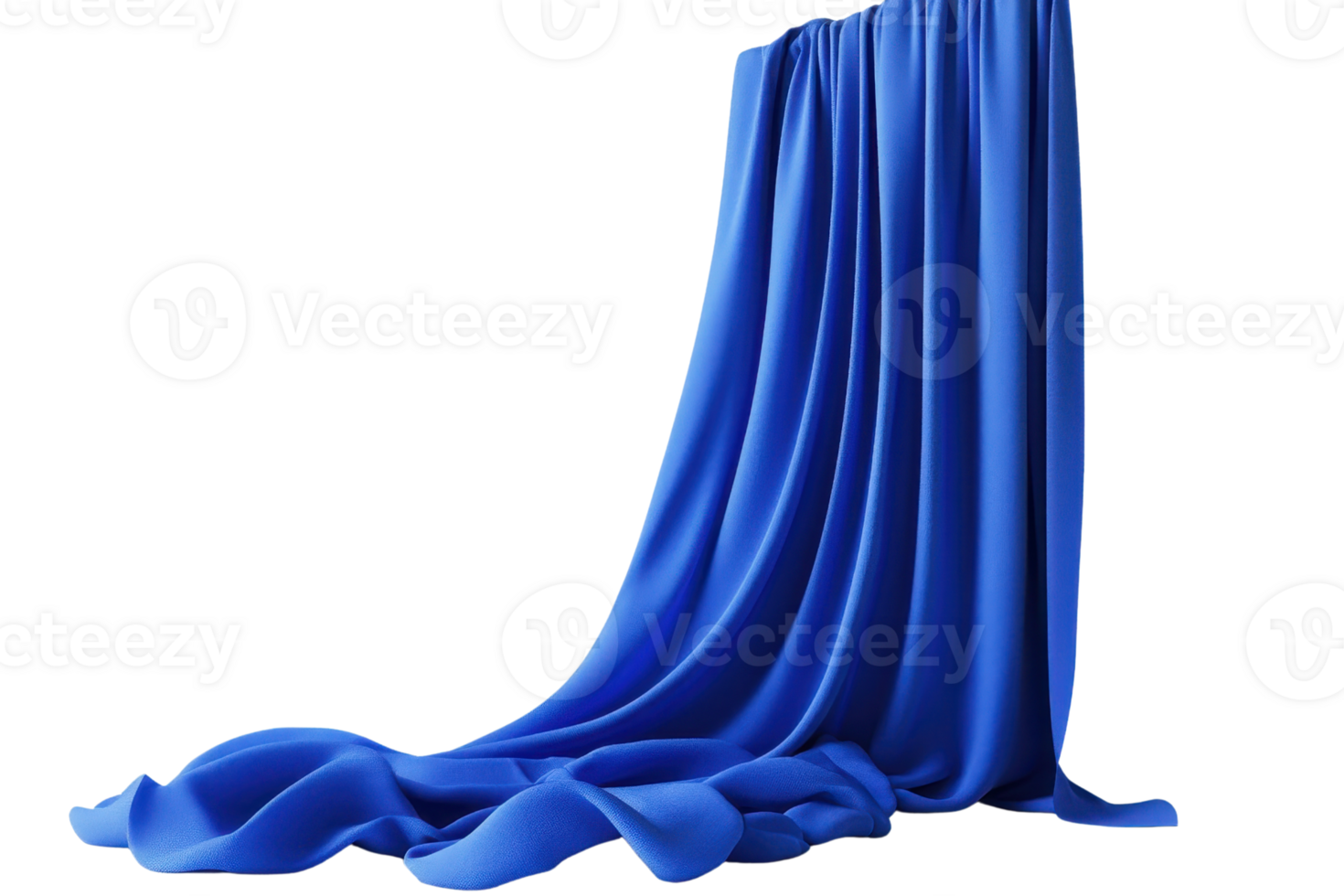 Elegant draped blue fabric with flowing folds, perfect for backgrounds or design elements in photography and graphic projects. png