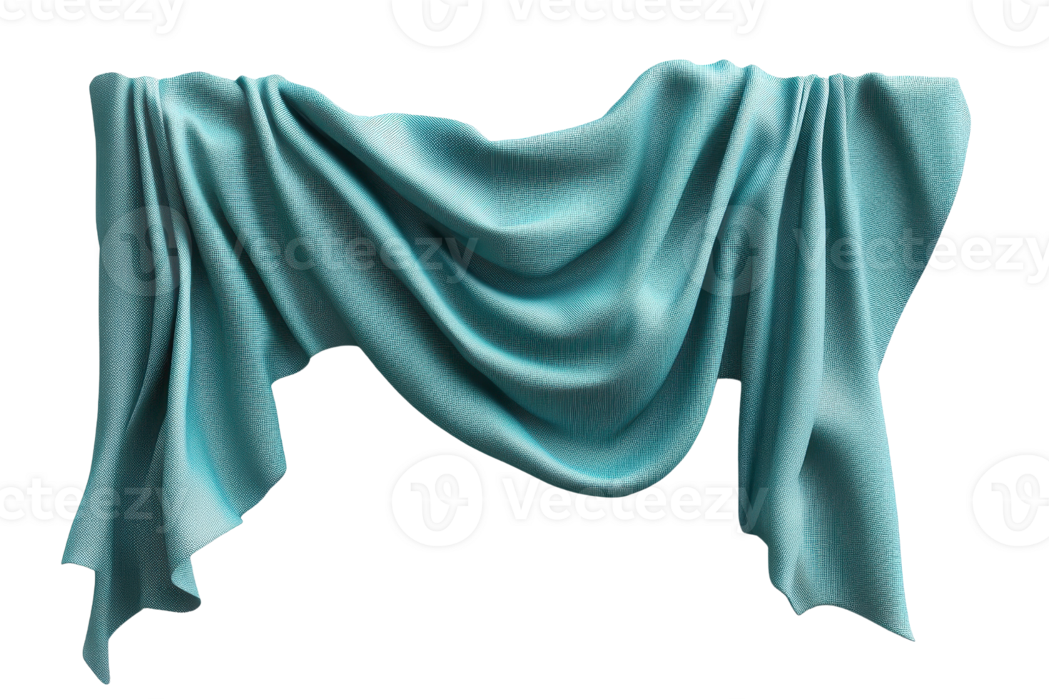 Elegant blue fabric draped gracefully in a wave-like pattern, providing a sophisticated touch to any design or decorative project. png