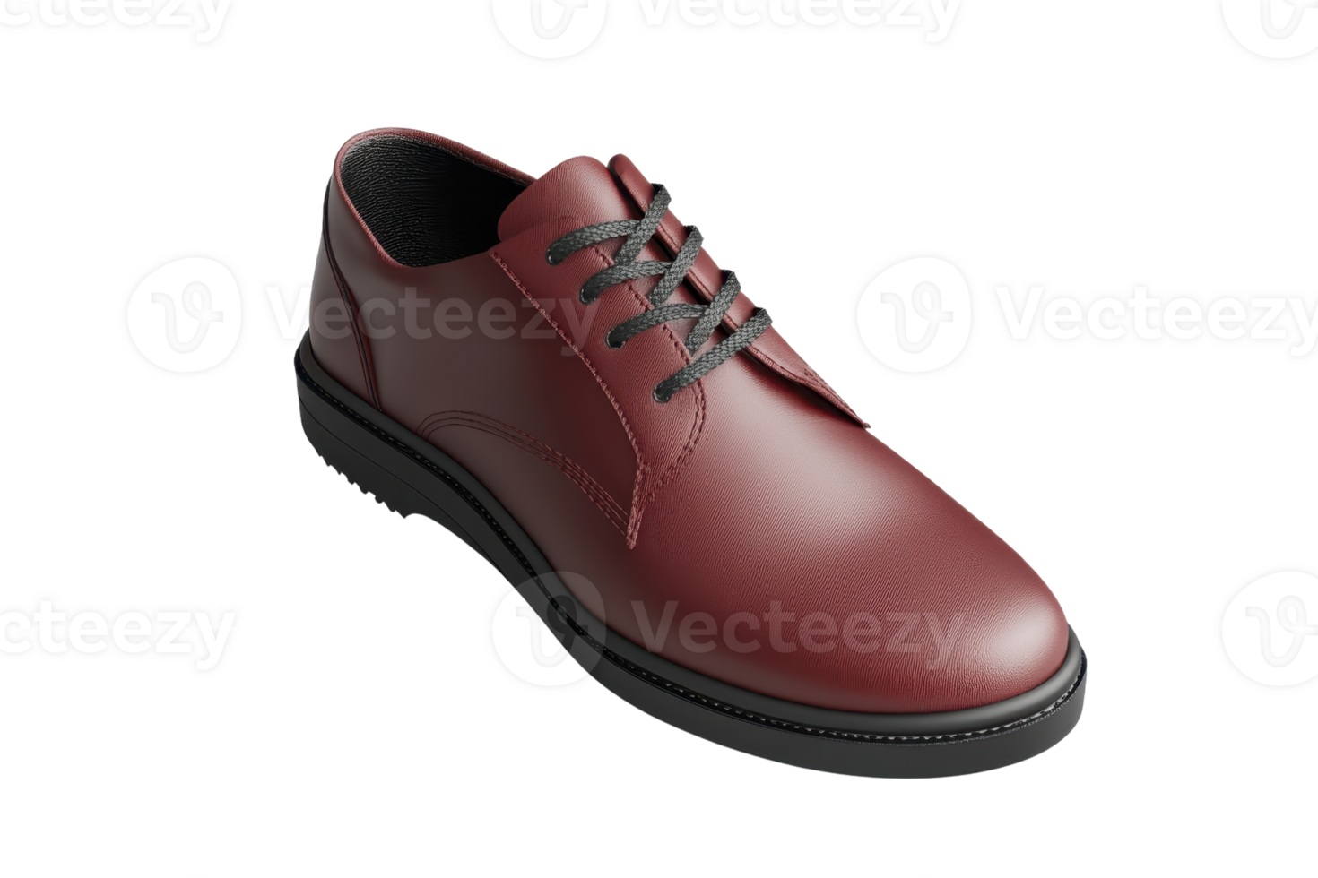 Elegant maroon leather dress shoe with black sole and laces, perfect for formal or semi-formal occasions. High-quality craftsmanship. png