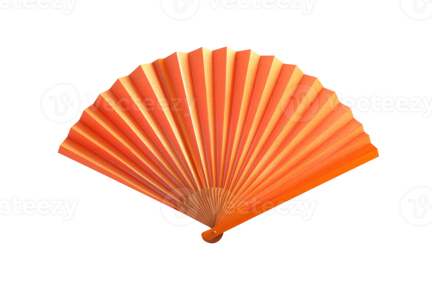 Elegant orange hand fan with neatly folded pleats, perfect for adding a stylish touch to any occasion and keeping cool on hot days. png