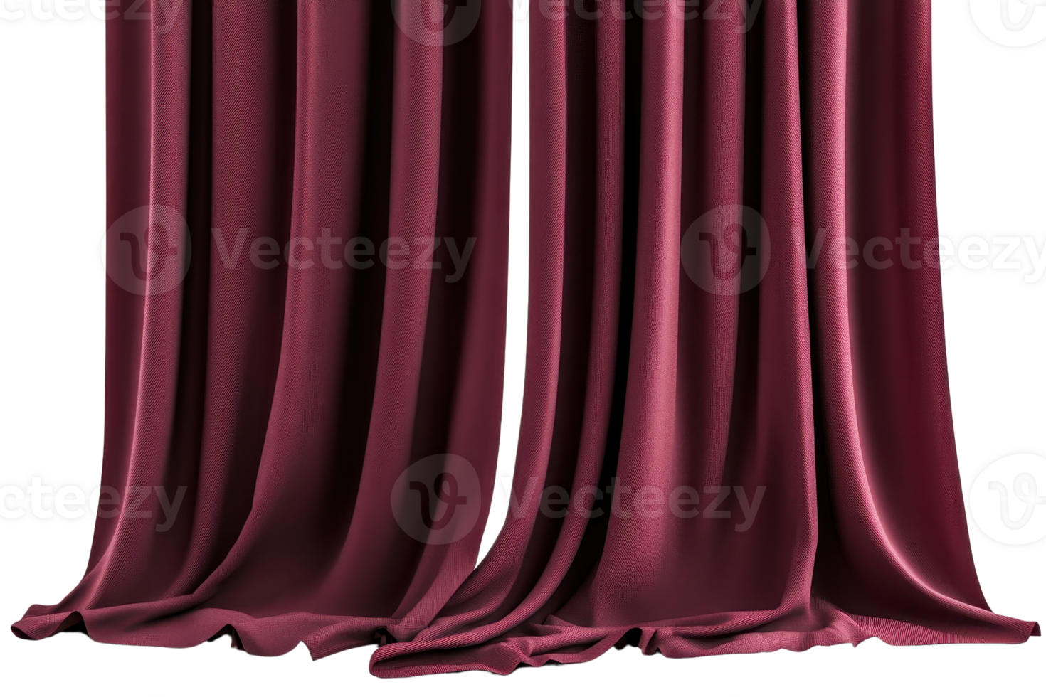 Elegant maroon theater curtains draped gracefully, adding a touch of sophistication and luxury to any stage or backdrop. png