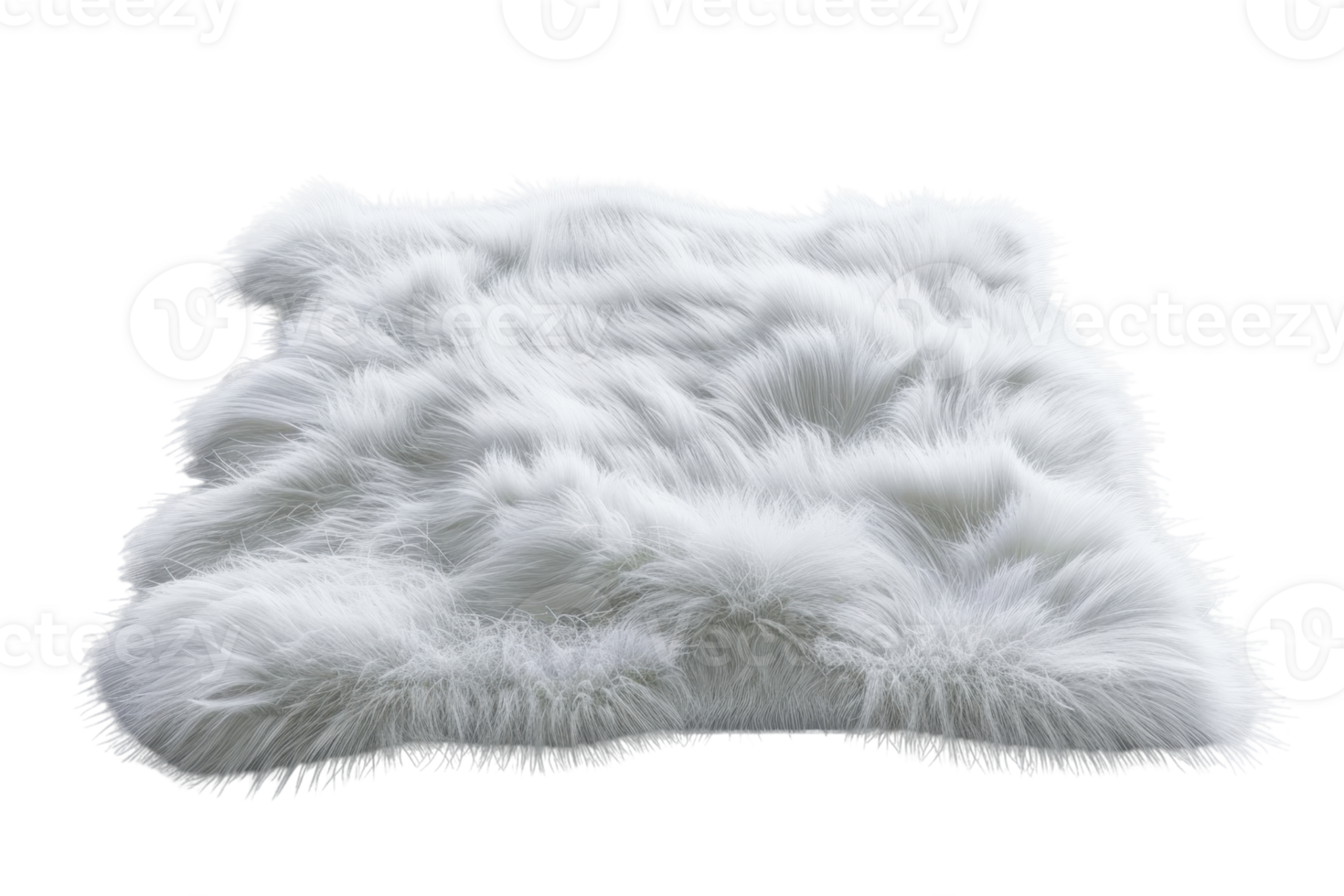 Fluffy white fur throw pillow creating a cozy and luxurious look, perfect for home decor or comfortable seating arrangements. png