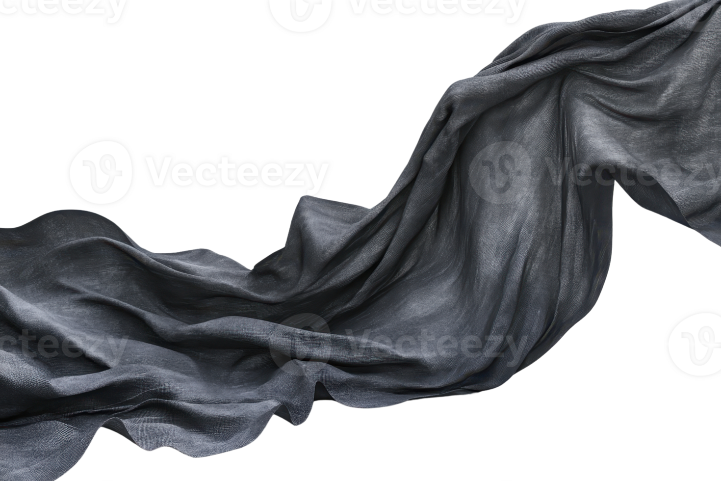 Flowing dark fabric wave isolated on transparent background. exuding elegance and movement, perfect for creative designs, invitations, and artistic projects. png