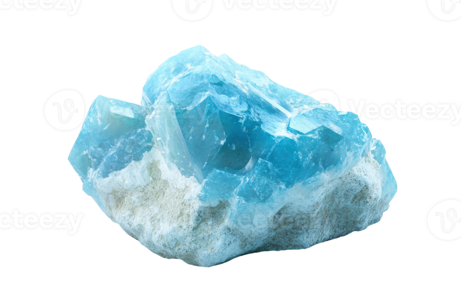 High-quality image of a blue crystal mineral rock with detailed textures and vibrant colors, perfect for geology and nature themes. png