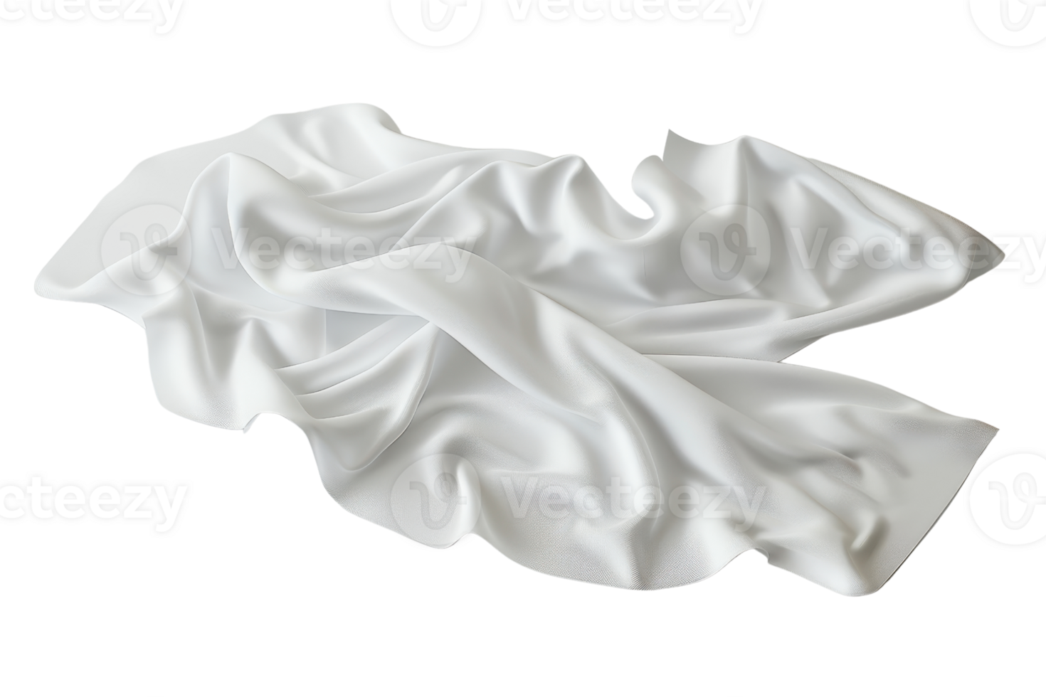 High-quality image of a white satin fabric with elegant folds, ideal for backgrounds, presentations, or design projects. png