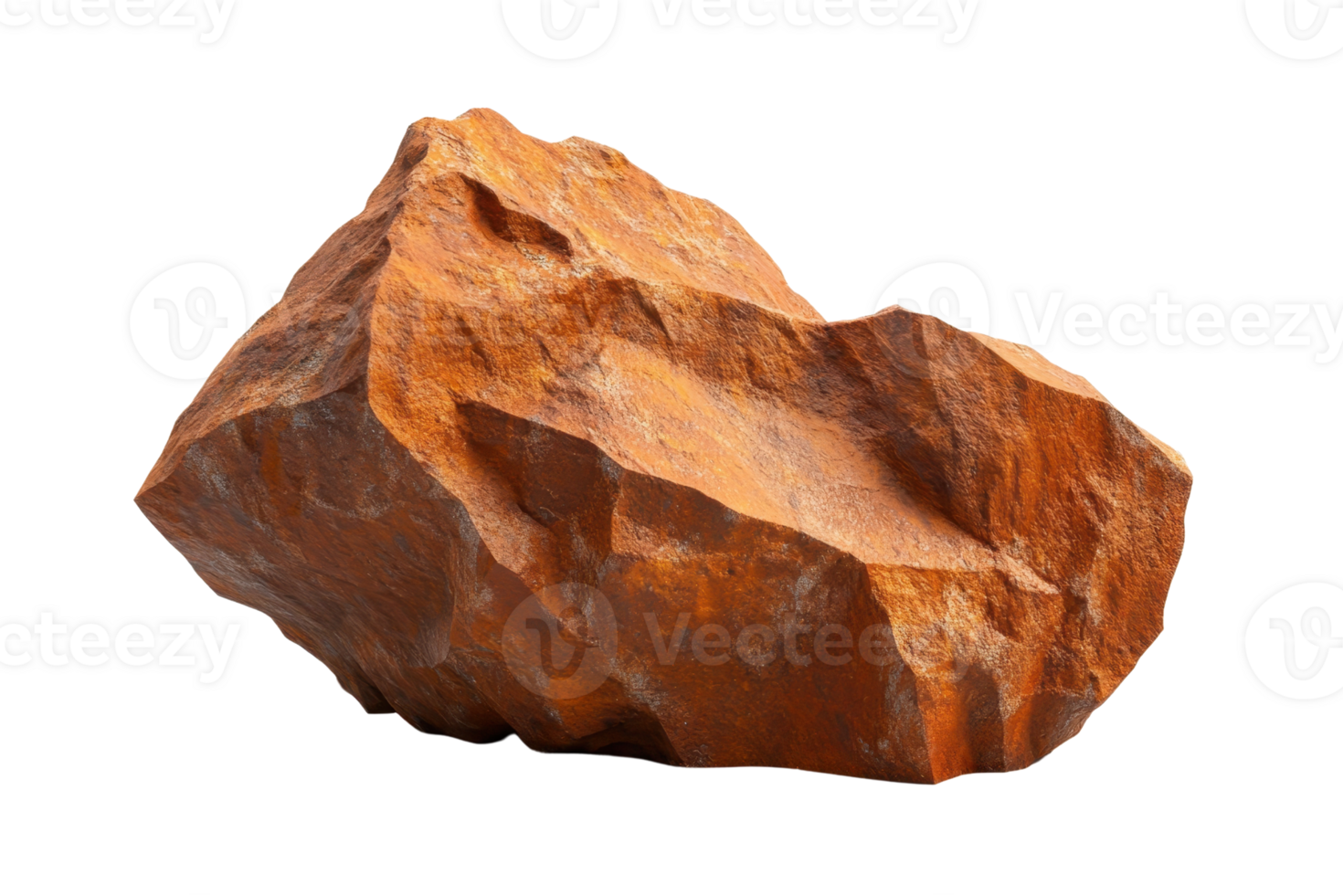High-quality image of a rugged, rust-colored rock with a textured surface, perfect for geology, nature, and outdoor themes. png