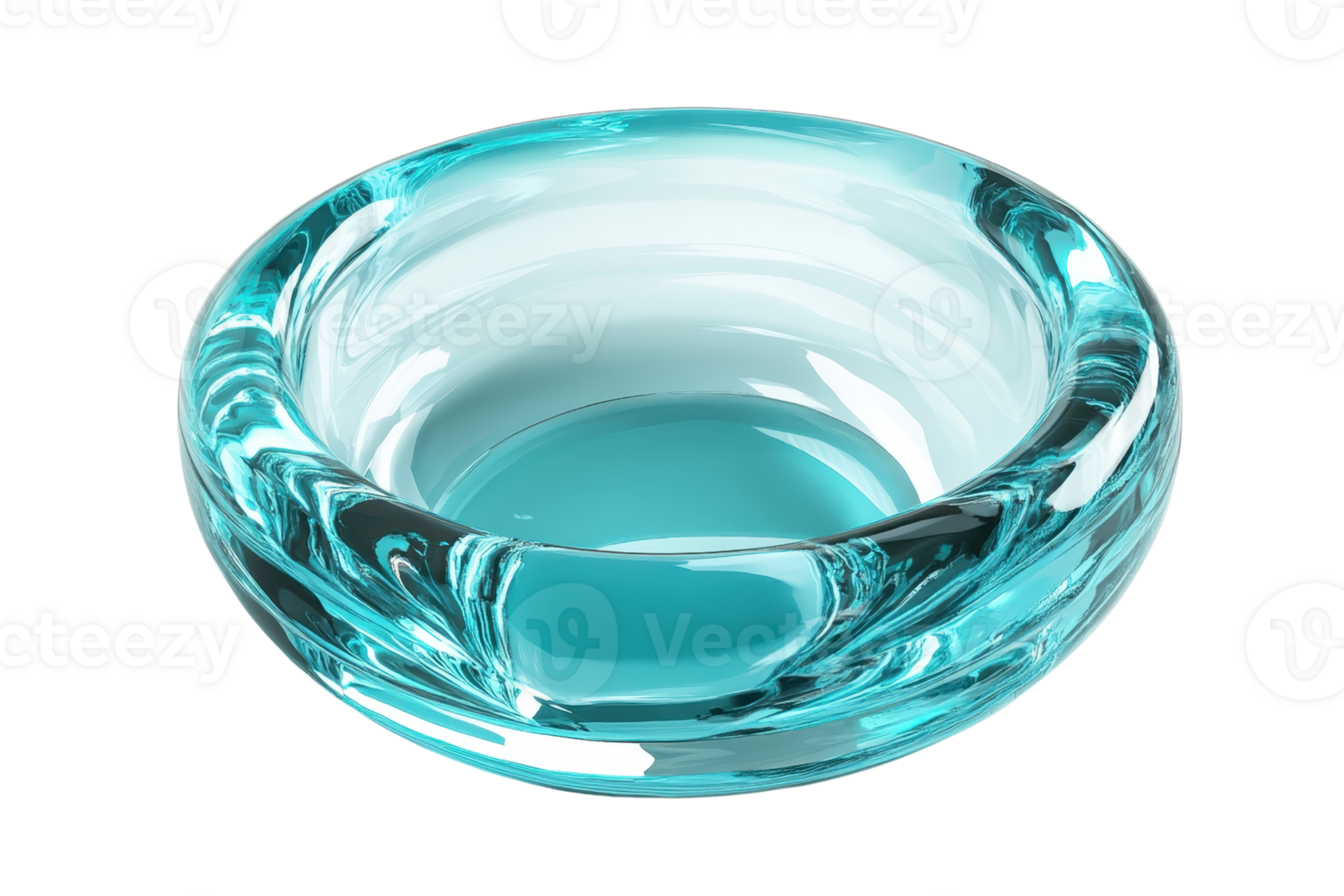 High-quality image of a transparent blue glass bowl with reflections. Perfect for use in design, art, and culinary projects. png