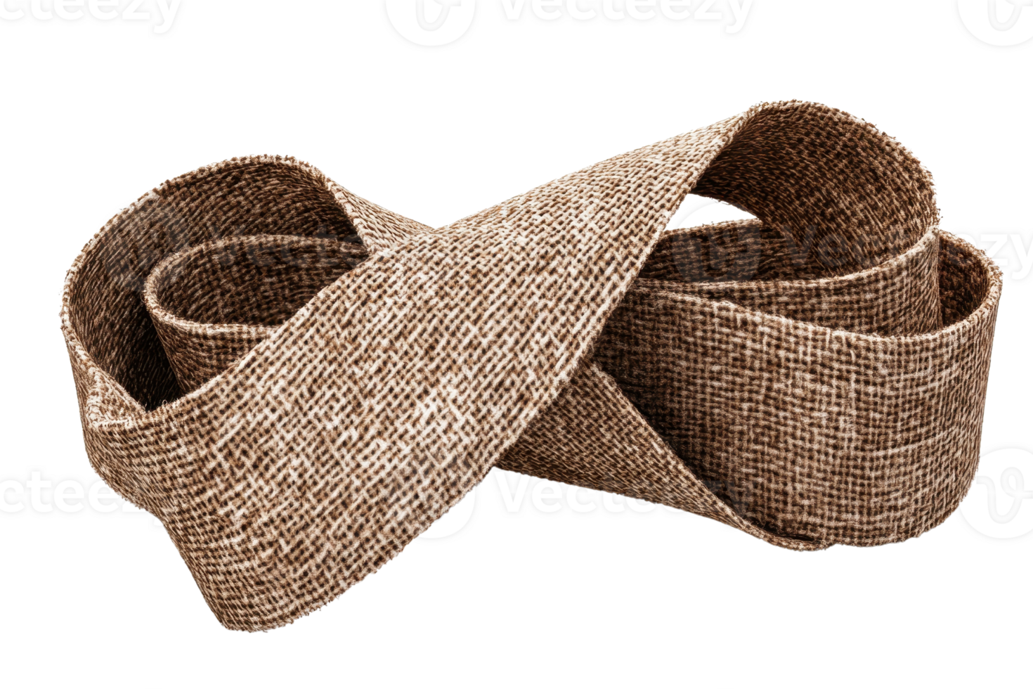 High-quality brown textured ribbon neatly coiled, perfect for crafts, decoration, or gift wrapping. Adds a rustic touch to any project. png
