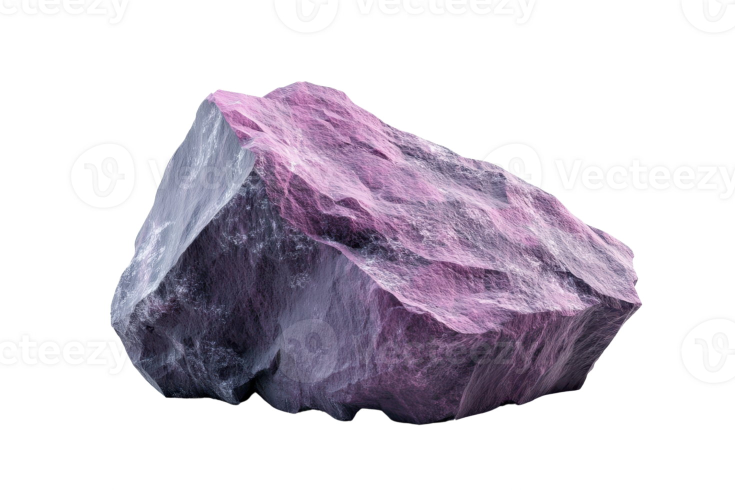 High-resolution image of a beautiful purple mineral rock with intricate textures and gradients on a transparent background. png