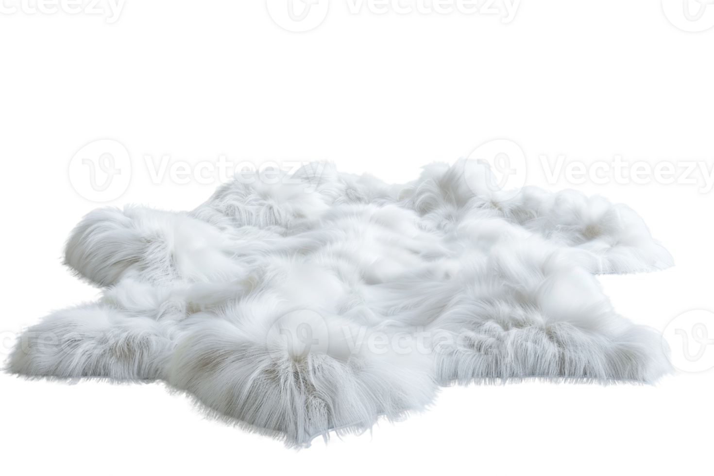 Luxurious white fluffy rug on transparent background. perfect for modern home decor, offering warmth and elegance. High-quality soft material. png