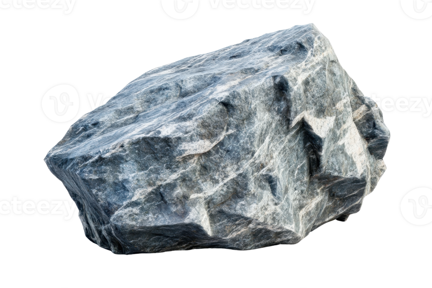 Large rugged grey stone isolated on a transparent background. showcasing its natural, rough texture and unique shape. png
