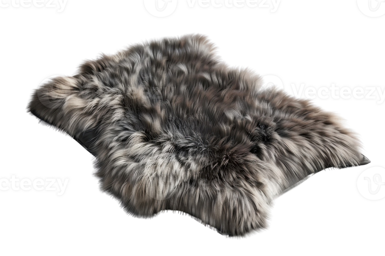 Luxurious gray fur rug on transparent background. perfect for home decor, adding warmth and a touch of elegance to any room. png