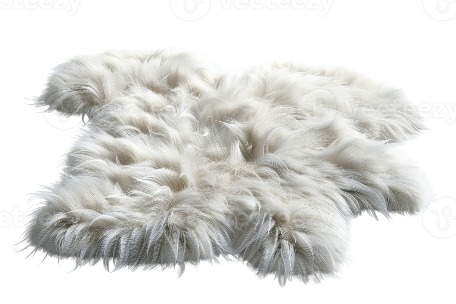 Luxurious white faux fur rug on a transparent background. ideal for cozy home decor, providing warmth and elegance to any space. png