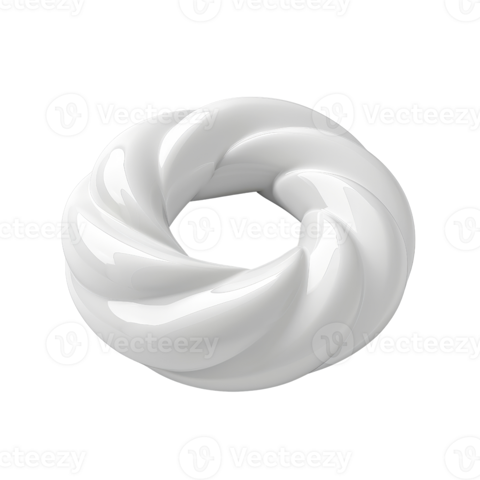 Abstract circular white twisted ring shape, isolated on a transparent background. 3D rendering, modern geometric design png