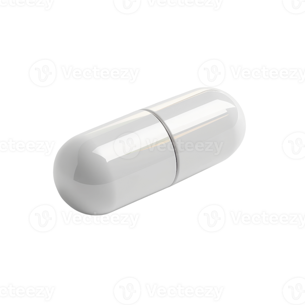 Close-up of a single white pill capsule isolated on a transparent background. perfect for medical and pharmaceutical concepts. png