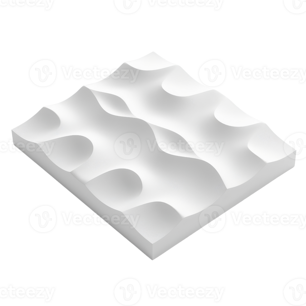 Abstract white three-dimensional geometric shape with smooth, wavy surface, isolated on clean background, suitable for design and decoration projects. png