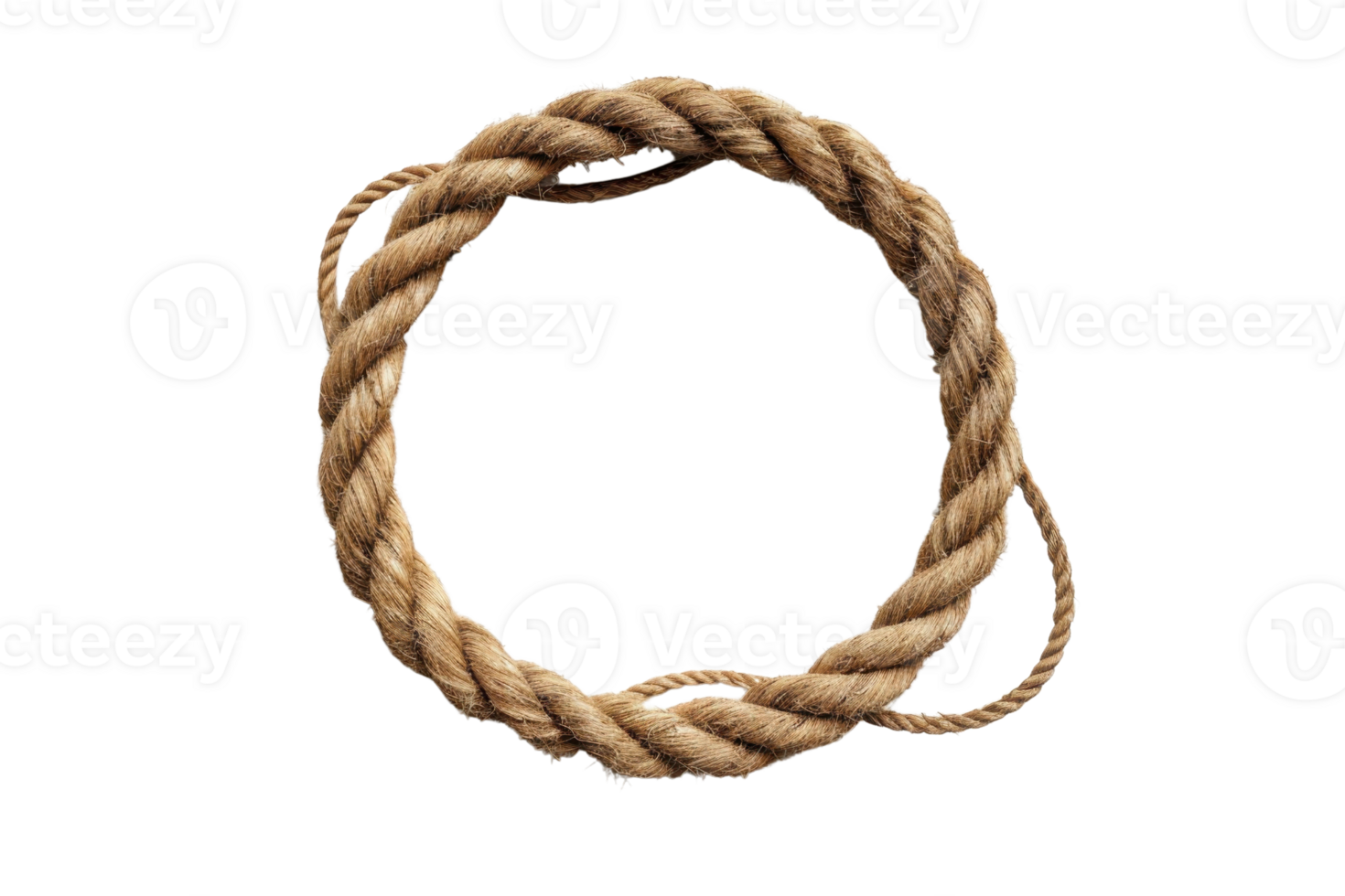Closeup of a coiled rope with a knot, isolated on transparent background. Ideal for nautical, maritime, or crafting themes. png