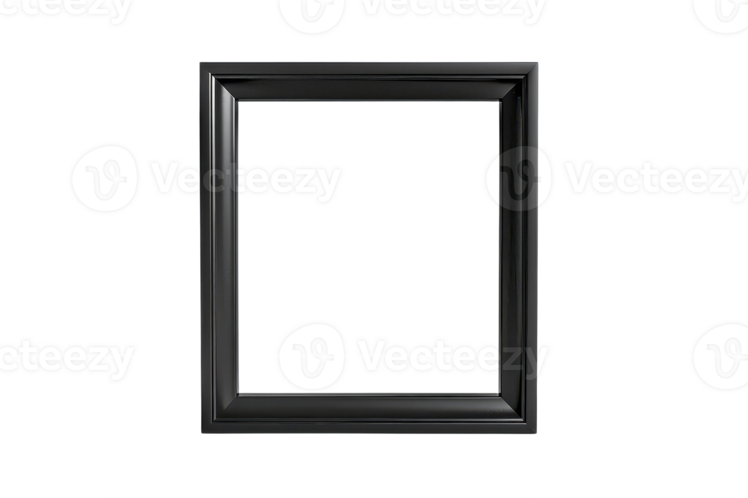 Empty black picture frame with a classic design, isolated on a transparent background. Perfect for art projects, home decor, and presentations. png