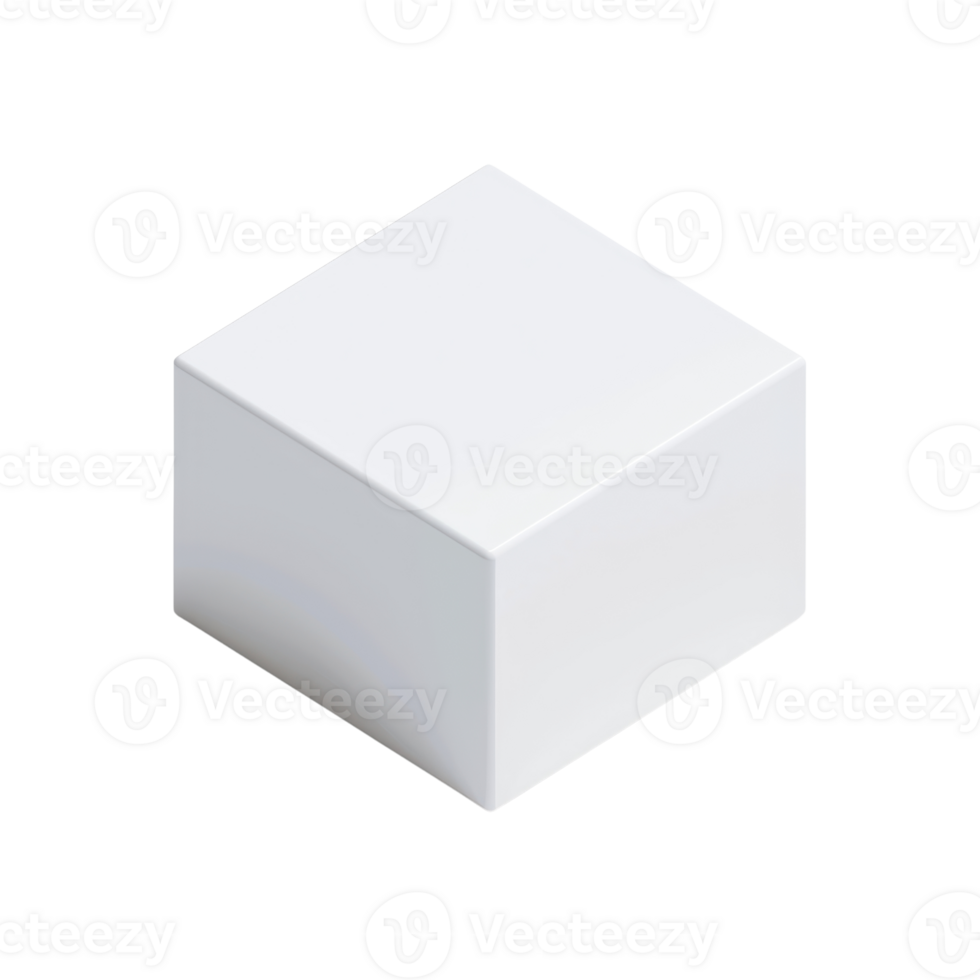 Minimalistic 3D illustration of a white cube on a clean background. Perfect for design, abstract, and futuristic projects. png