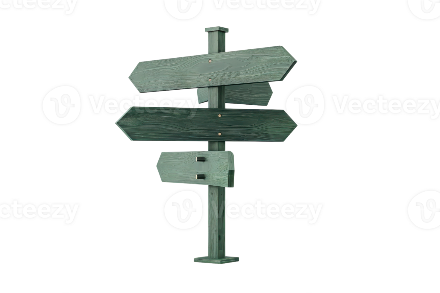 Empty wooden signpost with multiple arrow signs pointing in different directions, symbolizing choices and guidance. Isolated on transparent background. png