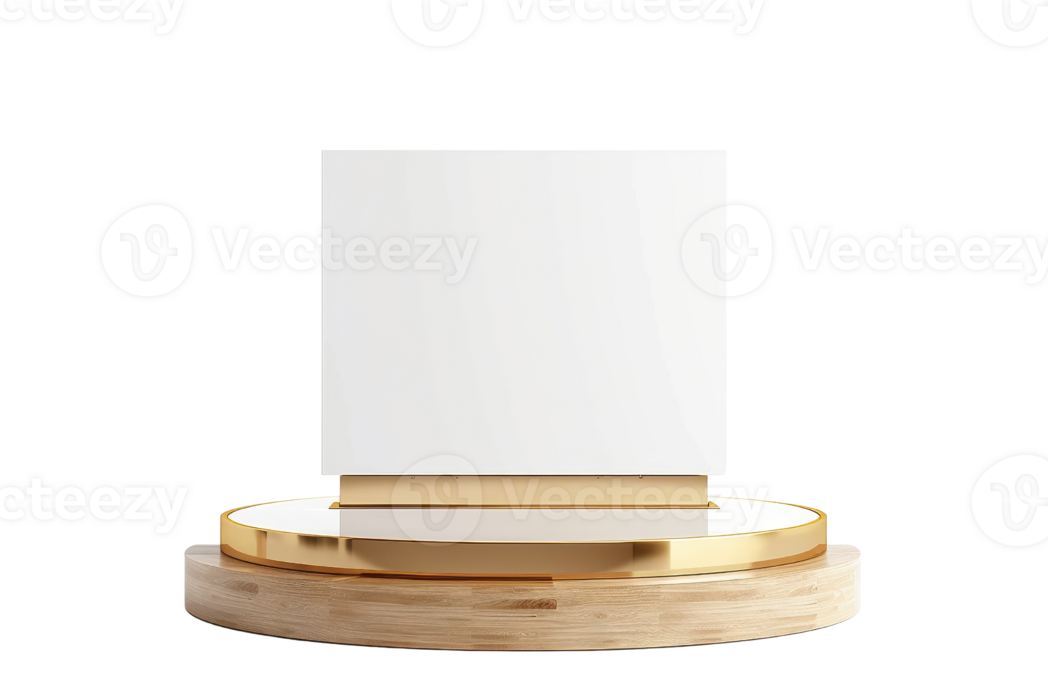 Elegant white and gold podium stand, perfect for product displays, presentations, and minimalist design concepts in various environments. png