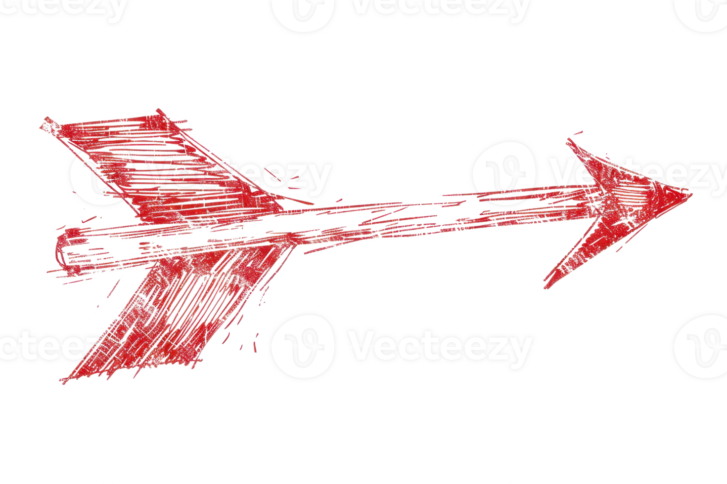 Hand-drawn red arrow pointing to the right, isolated on a transparent background. Sketchy and artistic design for creative projects and visual aids. png