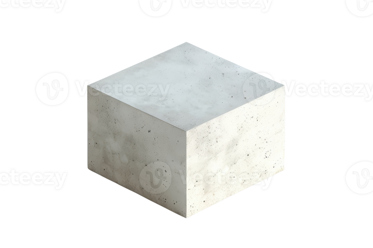 High-quality image of a concrete cube isolated on transparent background. Perfect for architecture, construction, and design projects. png