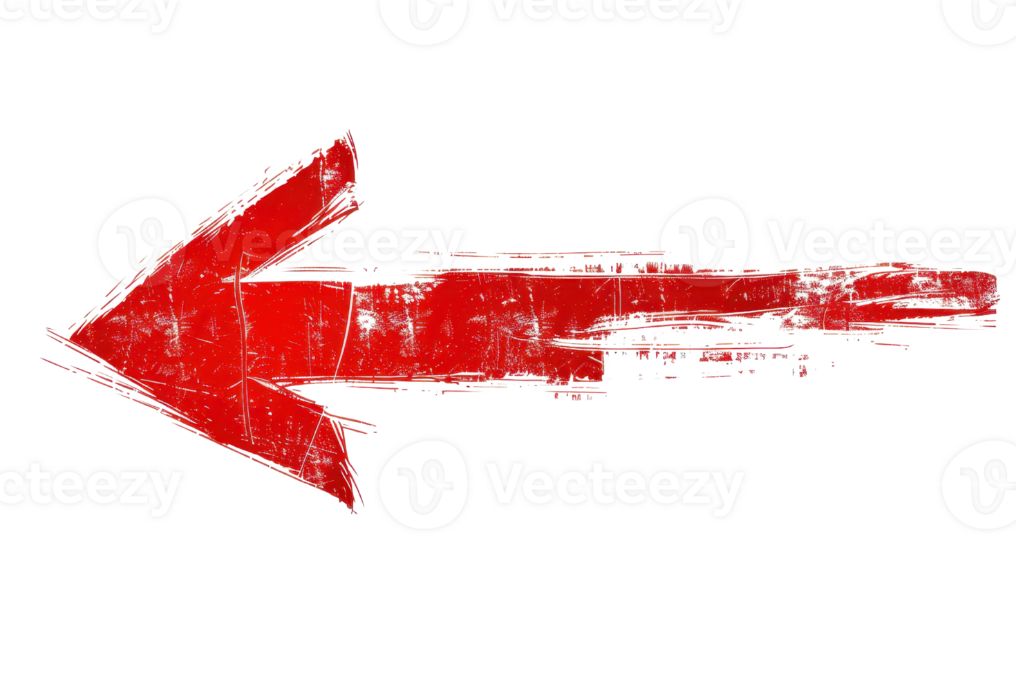Grungy red left arrow pointing direction. Distressed texture and worn look. Ideal for navigation and directional graphic design projects. png