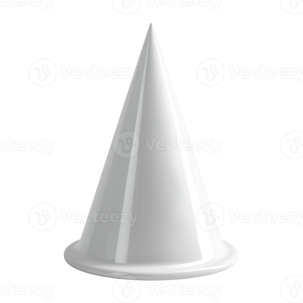 Minimalistic white cone shape on a plain background, perfect for abstract and geometric design projects. png