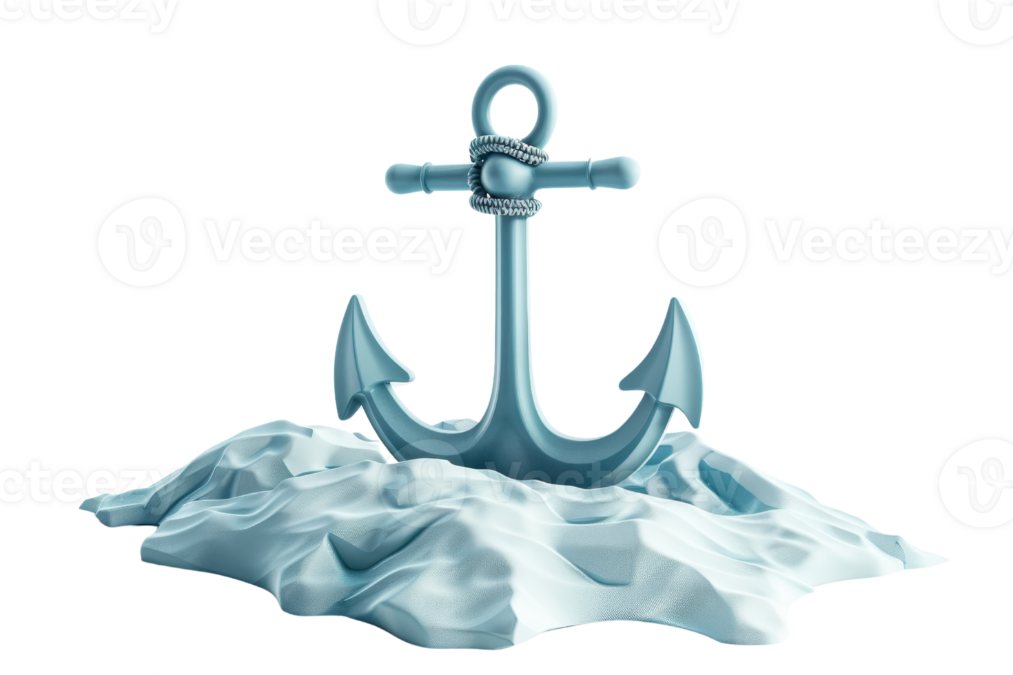 Metal anchor partially buried in snow. Concept of stability, strength, and resilience in a winter setting. png