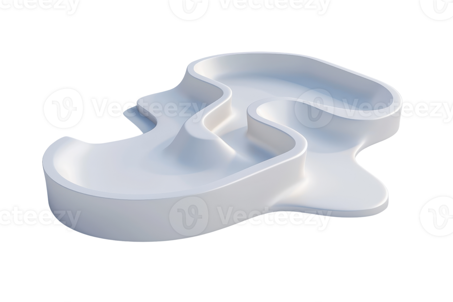 Modern abstract white sculpture with flowing lines and smooth curves, isolated on transparent background. artistic 3D design. png