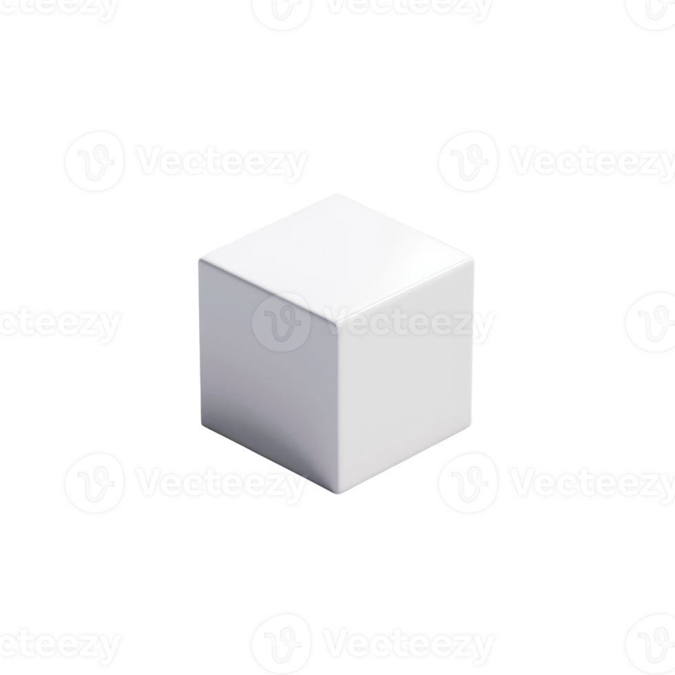 White minimalist 3D rendered cube on transparent background, ideal for design projects, presentations, and visual effects. png